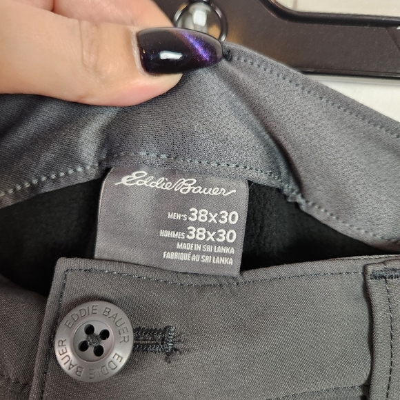 Eddie Bauer Gray Fleece Lined Tech Pants Size 38x30 Winter Outdoor Ski Hiking - Picture 7 of 12